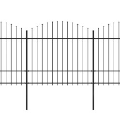 Clôture de jardin à dessus en lance Acier (1,5-1,75)x10,2m Noir