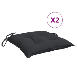 Coussins de chaise lot de 2 noir 40x40x7 cm tissu oxford