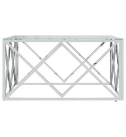 Table basse 80x80x40 cm acier inoxydable et verre