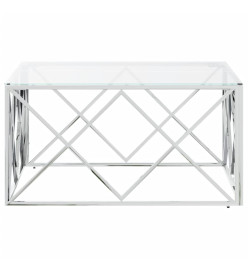 Table basse 80x80x40 cm acier inoxydable et verre