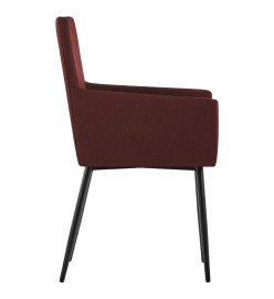 Chaises à manger avec accoudoirs lot de 2 rouge bordeaux tissu