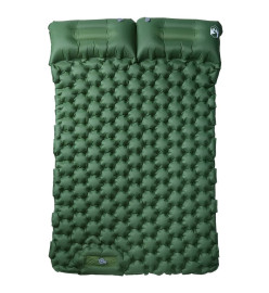 Matelas de camping autogonflant avec oreillers 2 personnes vert