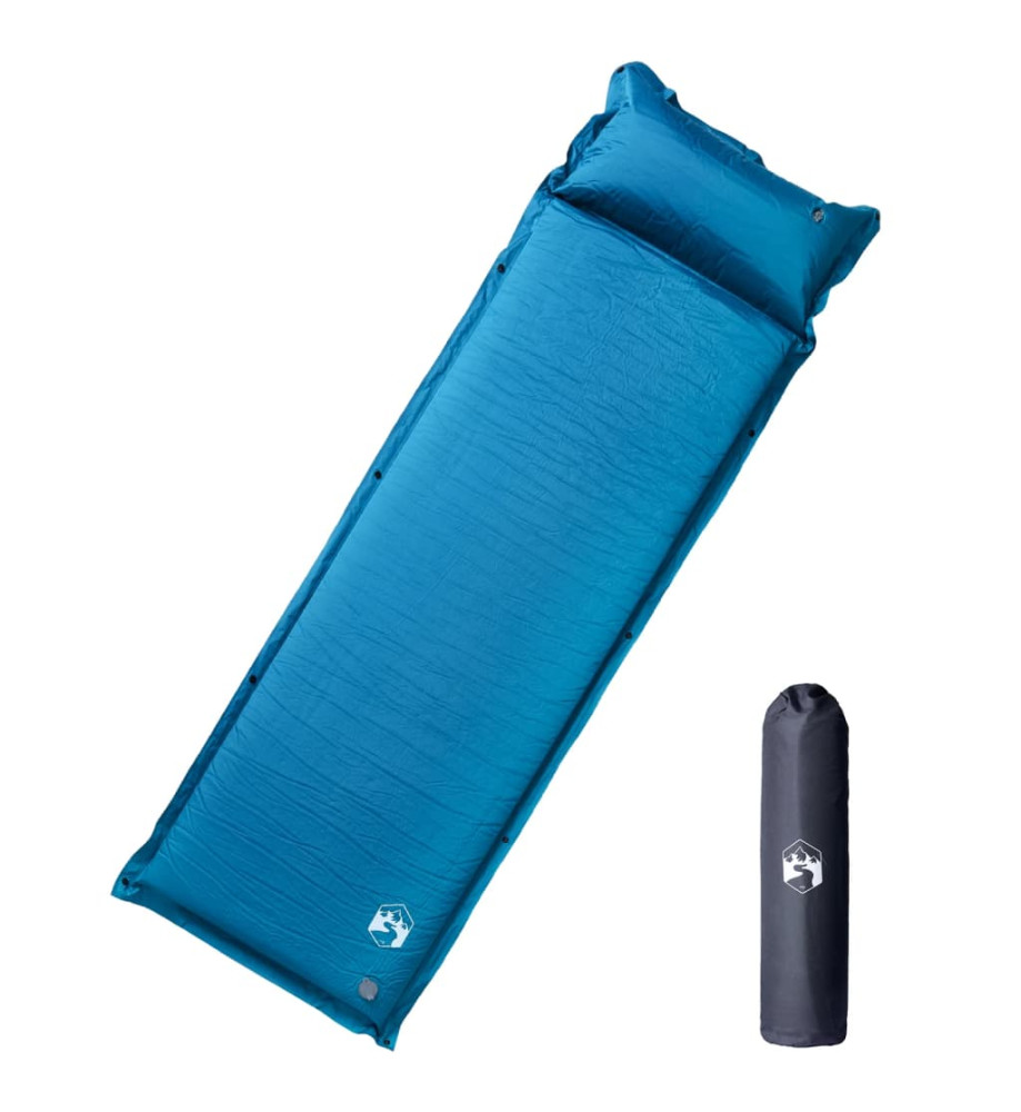 Matelas de camping autogonflant avec oreiller intégré turquoise