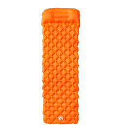 Matelas de camping gonflable avec oreiller intégré orange