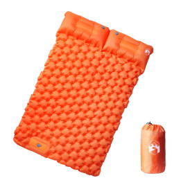 Matelas de camping autogonflant et oreillers 2 personnes orange