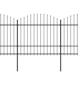 Clôture de jardin à dessus en lance Acier (1,5-1,75)x3,4 m Noir