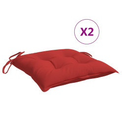 Coussins de chaise lot de 2 rouge 40x40x7 cm tissu oxford