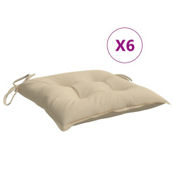 Coussins de chaise lot de 6 beige 40x40x7 cm tissu oxford