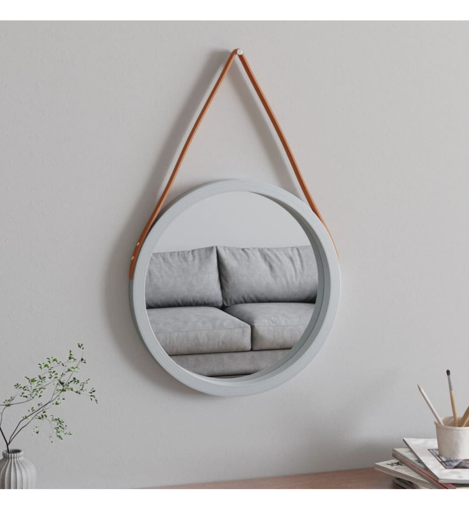 Miroir mural avec sangle Argenté Ø 45 cm