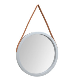 Miroir mural avec sangle Argenté Ø 45 cm