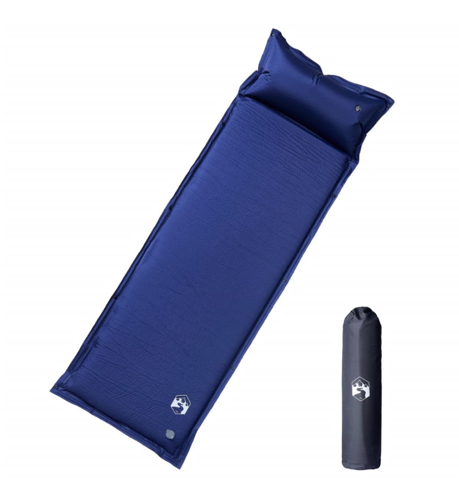 Matelas de camping autogonflant et oreiller intégré bleu marine