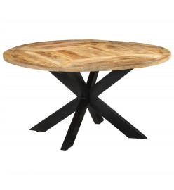Table à dîner Ø150x76 cm bois de manguier massif brut