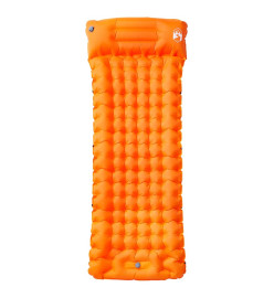 Matelas de camping autogonflant avec oreiller intégré orange