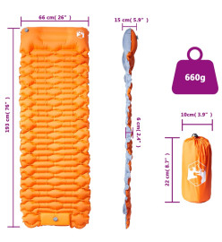 Matelas de camping autogonflant avec oreiller intégré orange