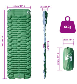 Matelas de camping autogonflant avec oreiller intégré vert