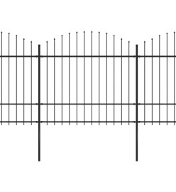 Clôture de jardin à dessus en lance Acier (1,5-1,75)x15,3m Noir