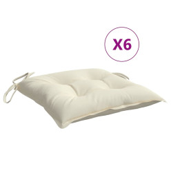 Coussins de chaise lot de 6 blanc crème 40x40x7 cm tissu oxford