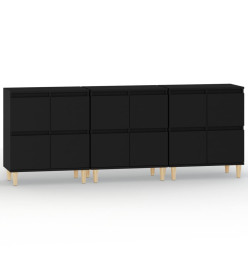 Buffets 3 pcs noir 60x35x70 cm bois d'ingénierie