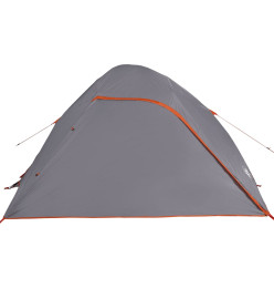 Tente de camping à dôme 4 personnes gris et orange imperméable