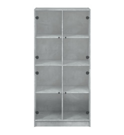 Buffet haut avec portes gris béton 68x37x142 cm bois ingénierie