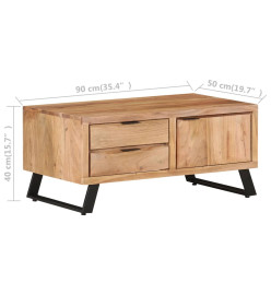 Table basse 90x50x40 cm Bois d'acacia solide avec bord naturel