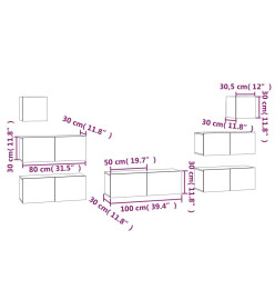 Ensemble de meubles TV 7 pcs Sonoma gris Bois d'ingénierie