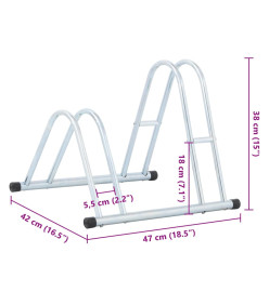 Support de vélo au sol autoportant pour 2 vélos acier galvanisé