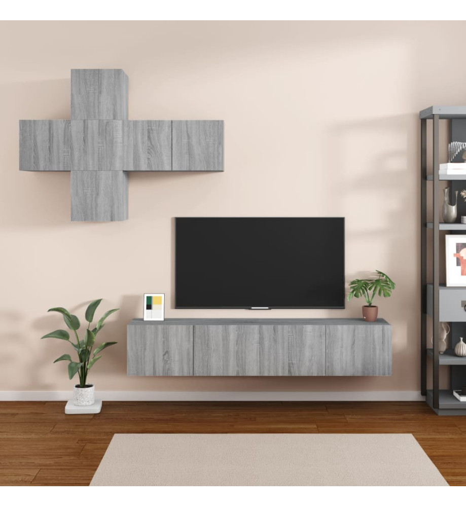 Ensemble de meubles TV 7 pcs Sonoma gris Bois d'ingénierie