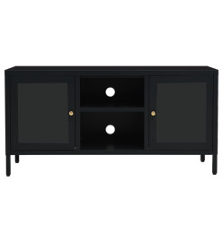 Meuble TV Noir 105x35x52 cm Acier et verre