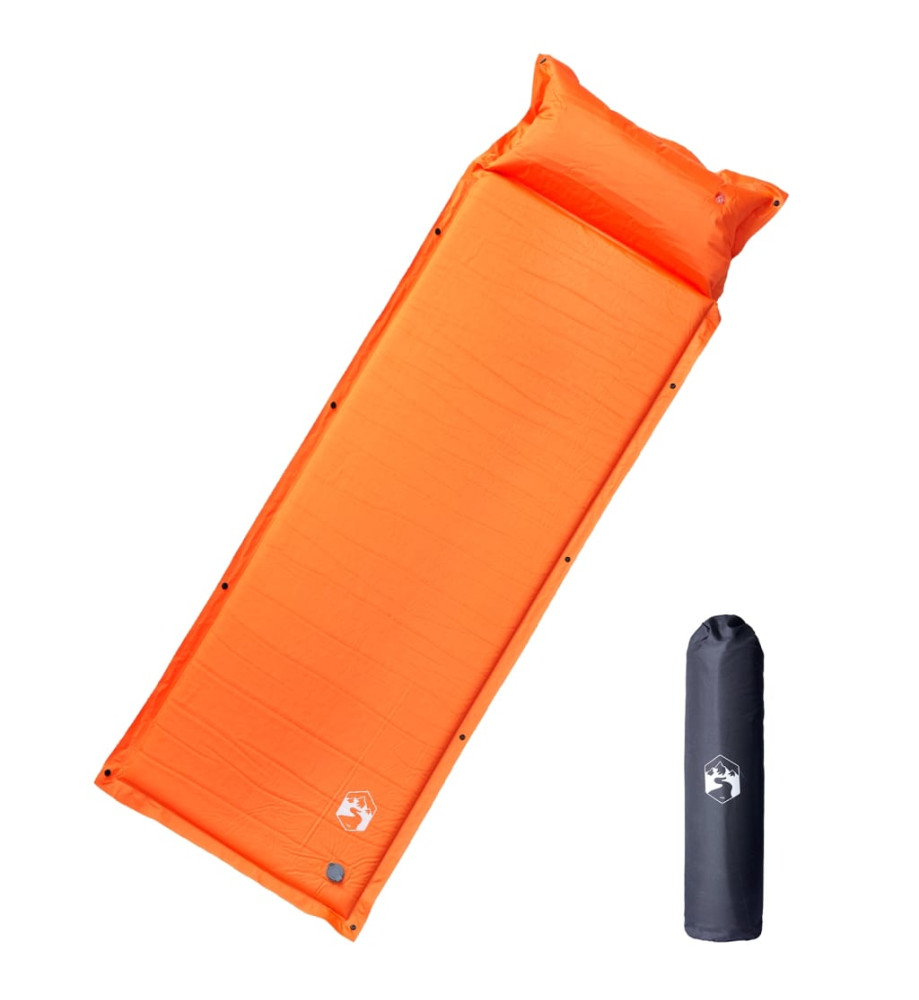 Matelas de camping autogonflant avec oreiller intégré orange