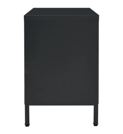 Meuble TV Noir 105x35x52 cm Acier et verre