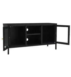 Meuble TV Noir 105x35x52 cm Acier et verre