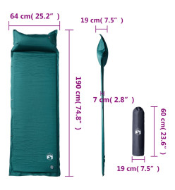 Matelas de camping autogonflant avec oreiller intégré vert