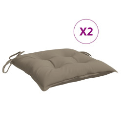 Coussins de chaise lot de 2 taupe 40x40x7 cm tissu oxford