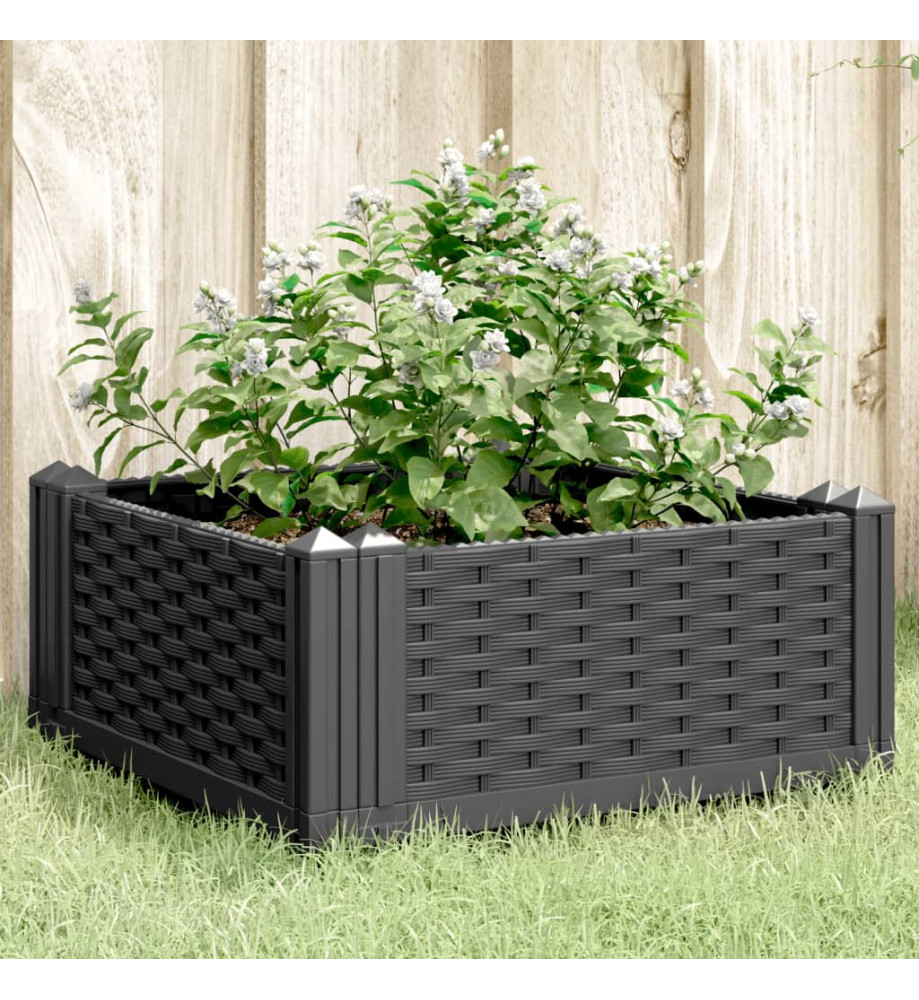 Jardinière avec piquets noir 42,5x42,5x28,5 cm PP Jardinière avec piquets noir 42,5x42,5x28,5 cm PP