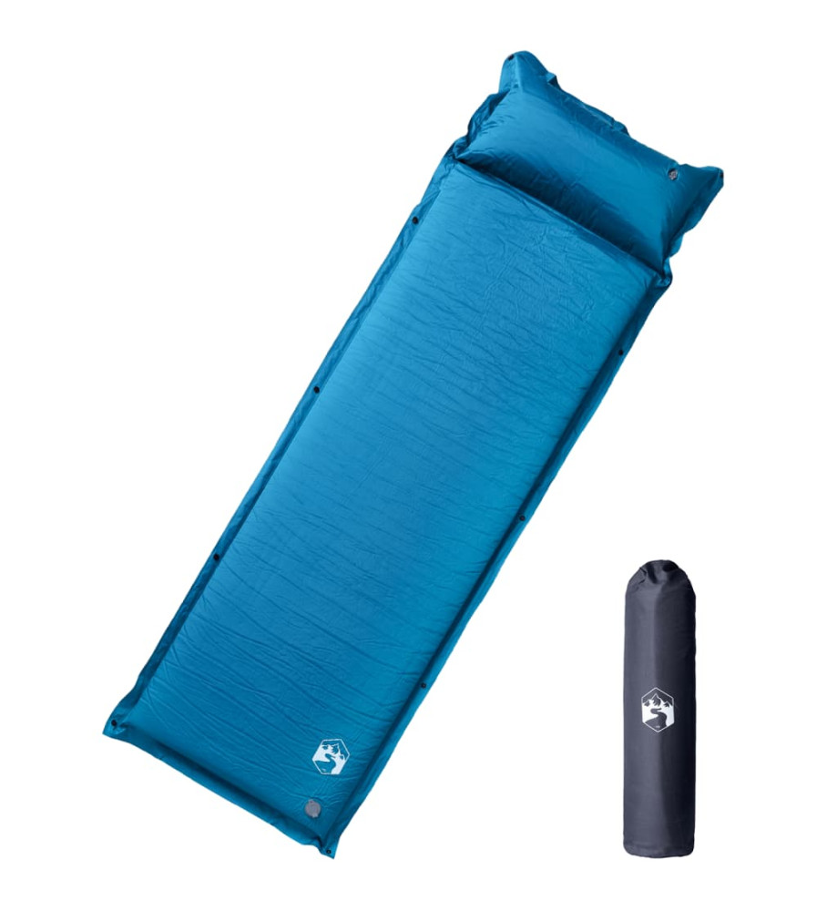 Matelas de camping autogonflant avec oreiller intégré turquoise