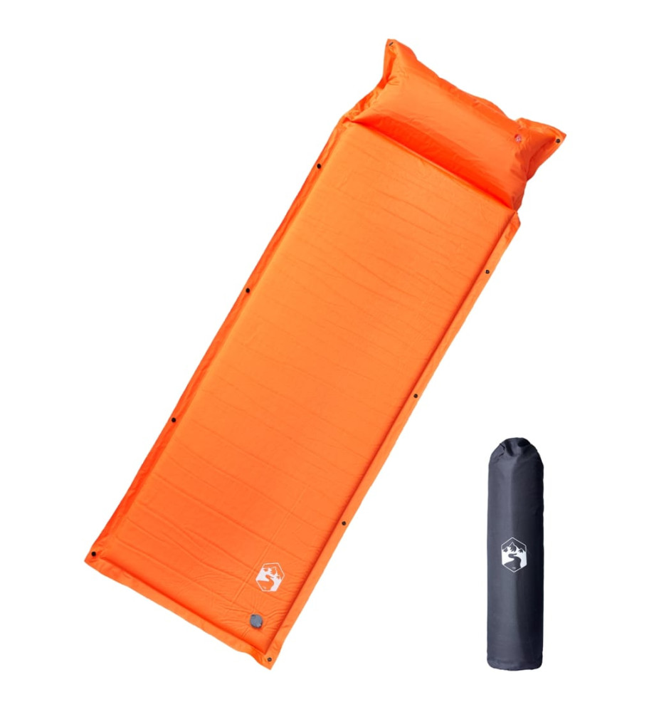 Matelas de camping autogonflant avec oreiller intégré orange