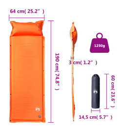 Matelas de camping autogonflant avec oreiller intégré orange