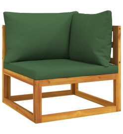 Salon de jardin 5 pcs avec coussins vert bois massif