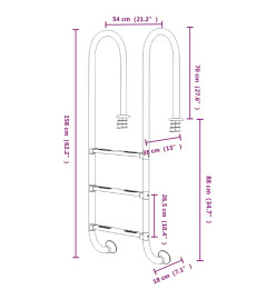 Échelle de piscine 54x38x158 cm acier inoxydable 304