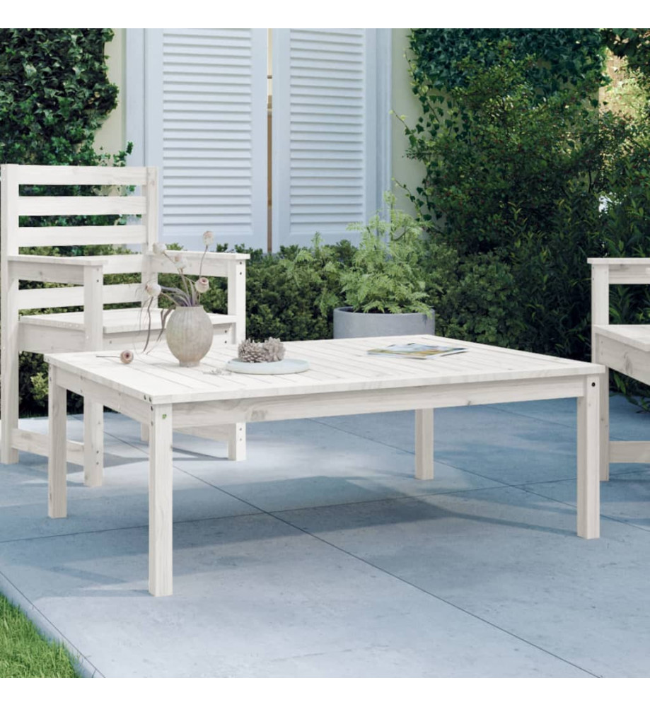 Table de jardin blanc 121x82,5x45 cm bois massif de pin