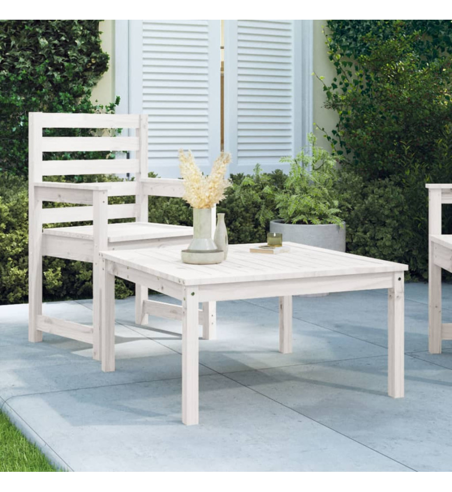 Table de jardin blanc 82,5x82,5x45 cm bois massif de pin