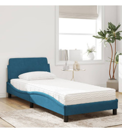 Lit avec matelas bleu 80x200 cm velours