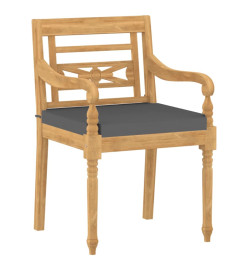 Chaises Batavia 6 pcs avec coussins Bois de teck solide