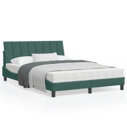 Lit avec matelas vert foncé 120x200 cm velours