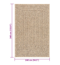 Tapis ZIZUR 240x340 cm aspect de jute intérieur et extérieur