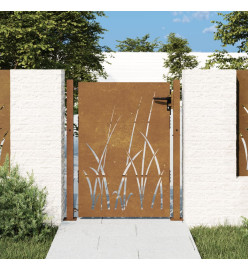 Portail de jardin 105x130 cm acier corten conception d'herbe