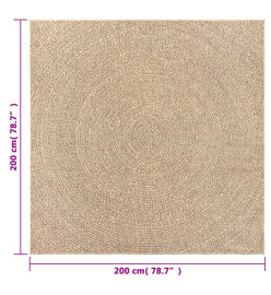 Tapis ZIZUR 200x200 cm aspect de jute intérieur et extérieur