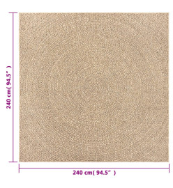 Tapis ZIZUR 240x240 cm aspect de jute intérieur et extérieur
