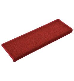 Tapis d'escalier 15 pcs 65x21x4 cm Rouge